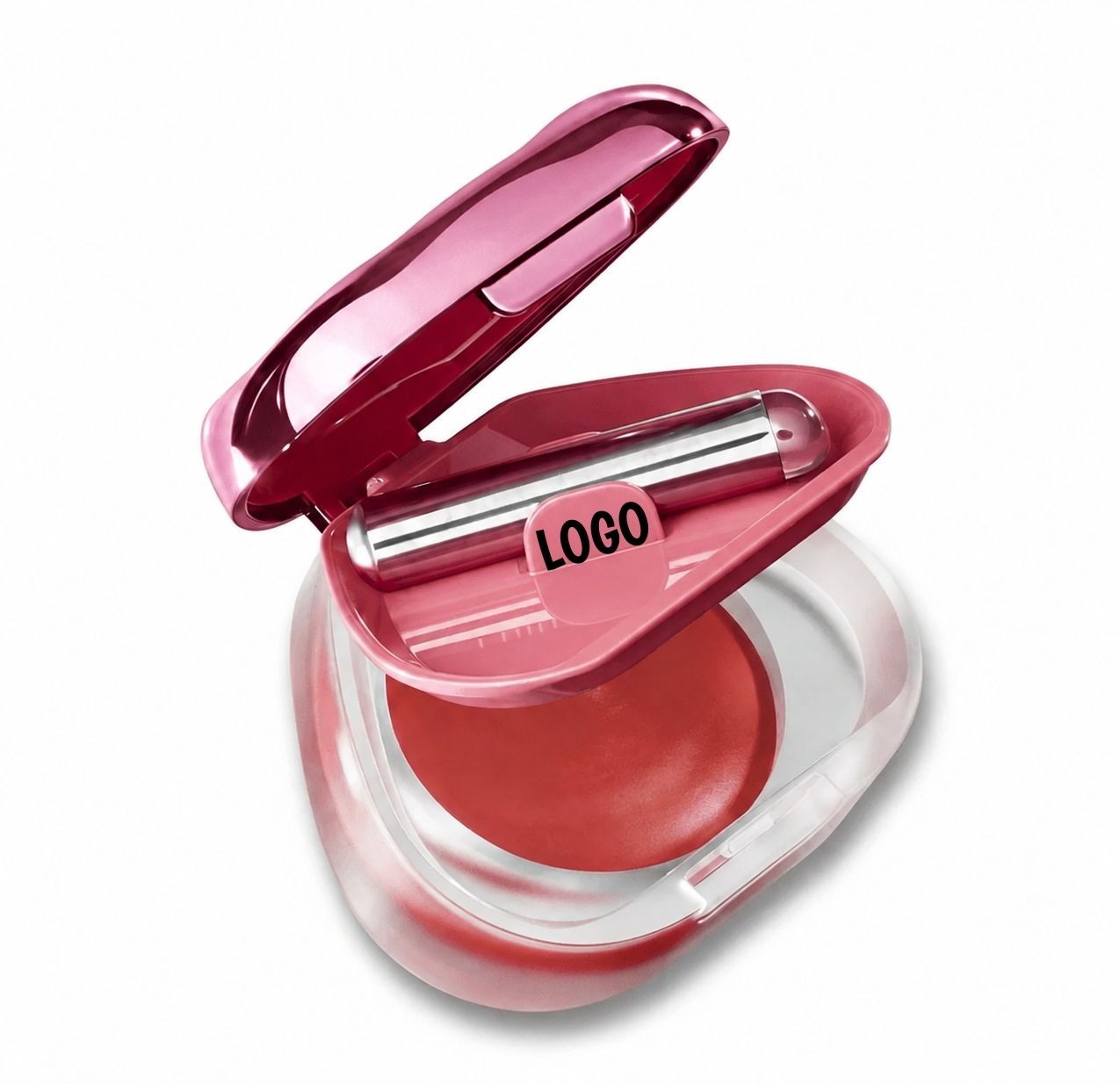 Custom compact lip mud packaging with mirror, applicator and logo position