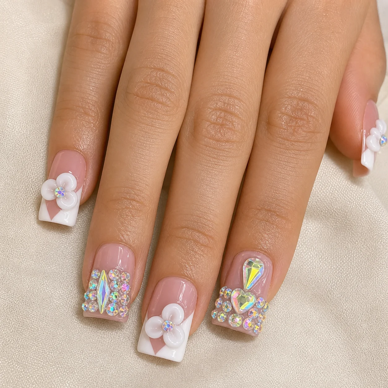 press-on-nails-pink-white-3d-flower-rhinestone-hand-model.webp