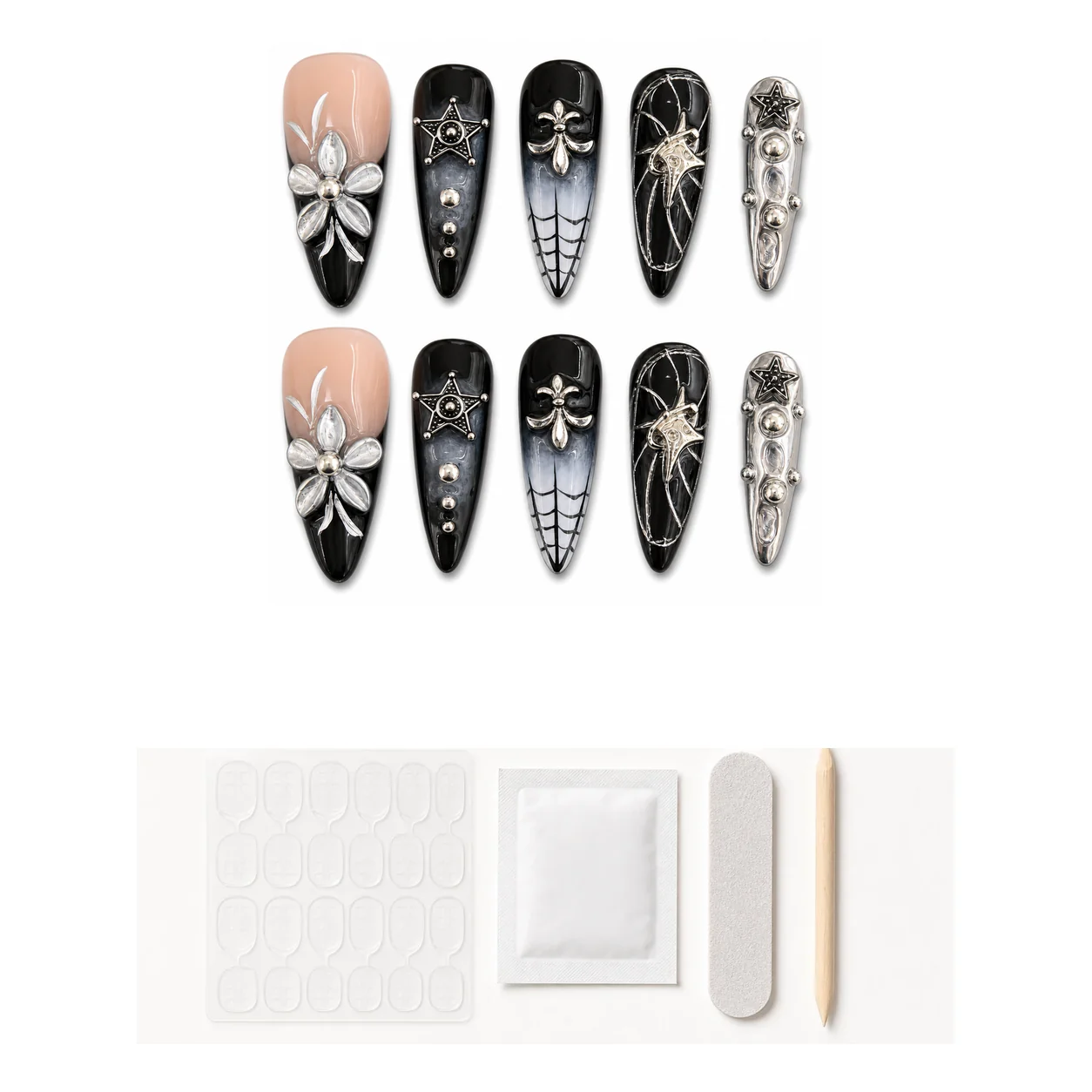 press-on-nails-black-silver-flower-spiderweb-application-kit.webp